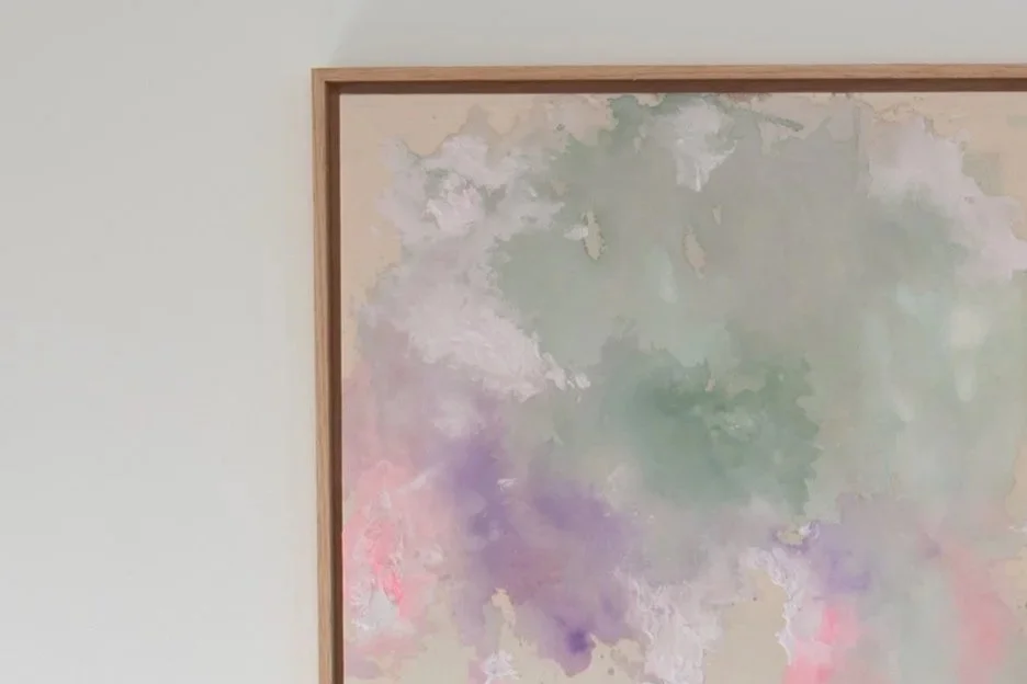 Serie - Pastel Motions | Name - Cloud Bloom | Size - 70 x 100 cm | Price - 300 € | Frame Oak (excl. Frame, on request)