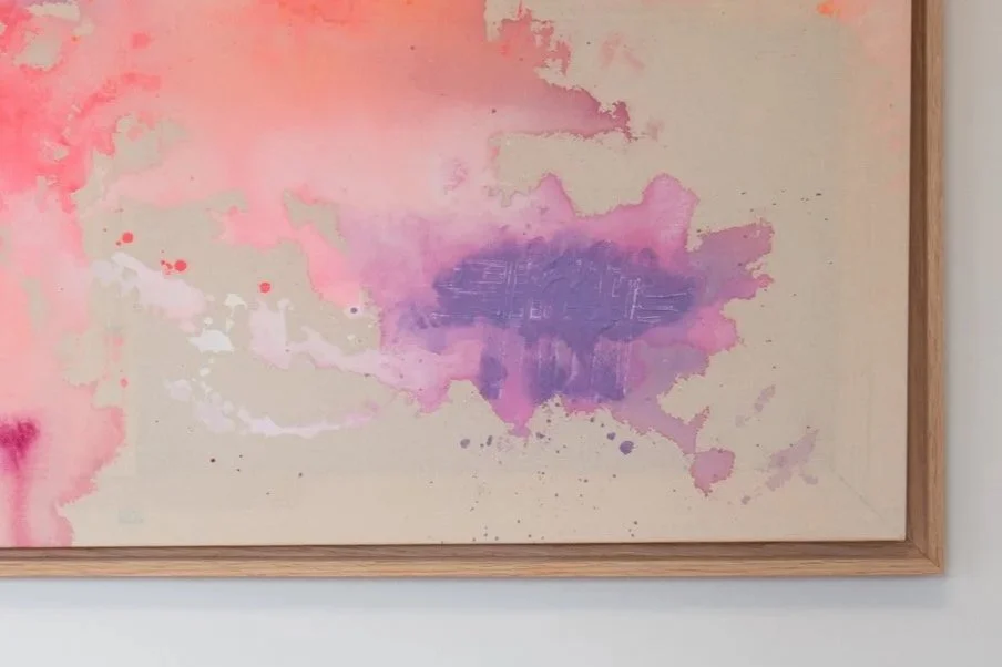 Serie - Neon in Suspension | Name - Gentle Impact | Size - 70 x 100 cm | Price - 300 € | Frame Oak (excl. Frame, on request)