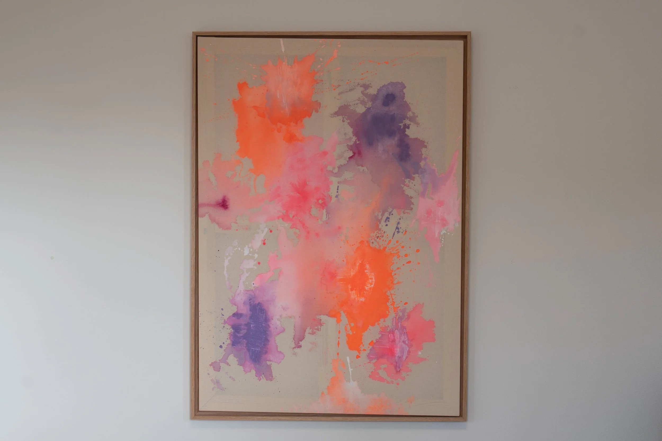 Serie - Neon in Suspension | Name - Gentle Impact | Size - 70 x 100 cm | Price - 300 € | Frame Oak (excl. Frame, on request)