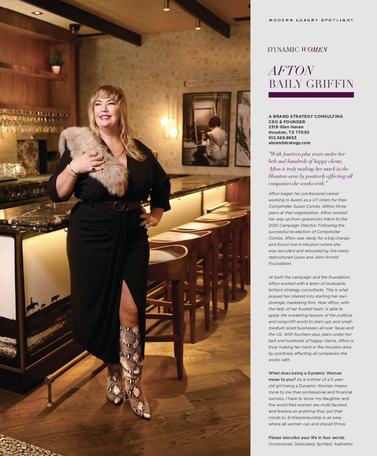 Afton Featured in Houston Magazine Nov. 2020