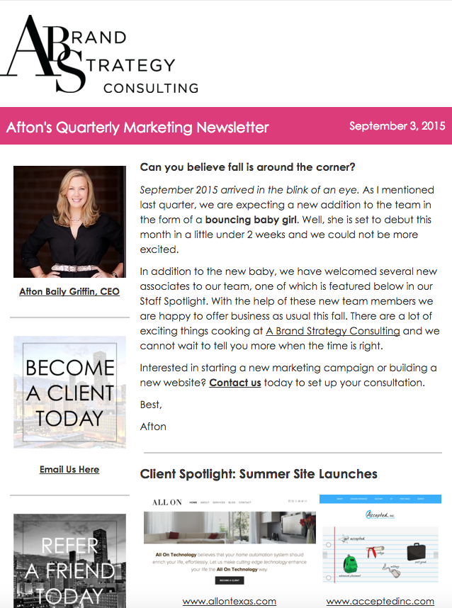 Our Quarterly Marketing Newsletter: Don't Miss Out!