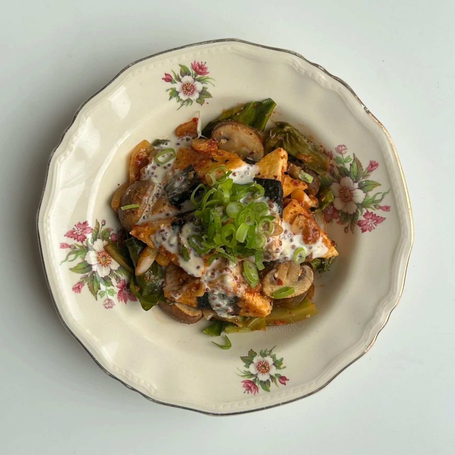 Korean miso tofu stir-fry &amp; lemon mustard tahini