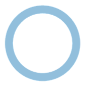 A blue circular ring with a black center on a white background.