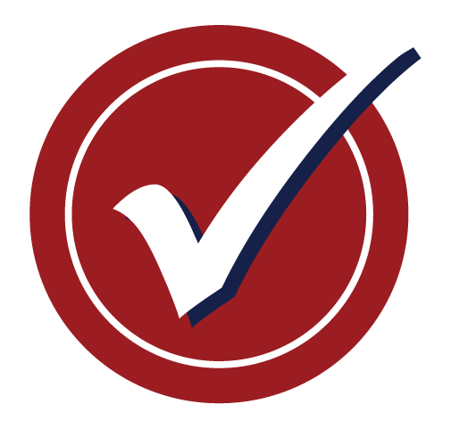 Red circular badge with a white checkmark inside, indicating voting in an election George Bray for McCracken County Judge Executive Kentucky