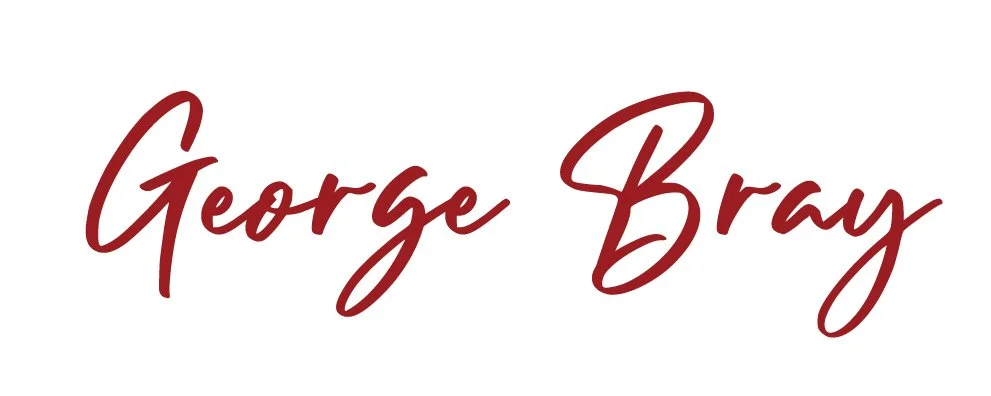 The image features the name 'George Bray' written in a cursive, red font on a white background.