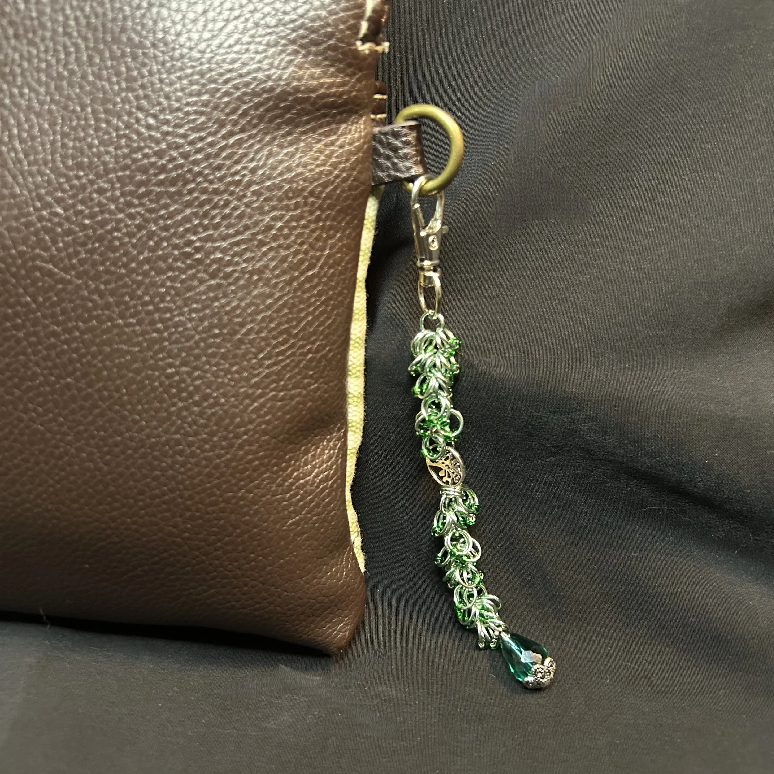 Green Forest Drop Chainmaille Purse Charm