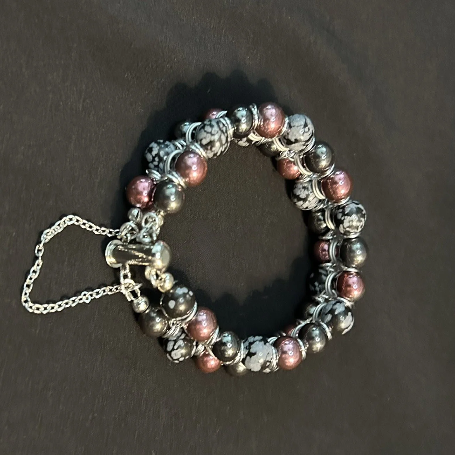 Snowfall and Rose Bracelet