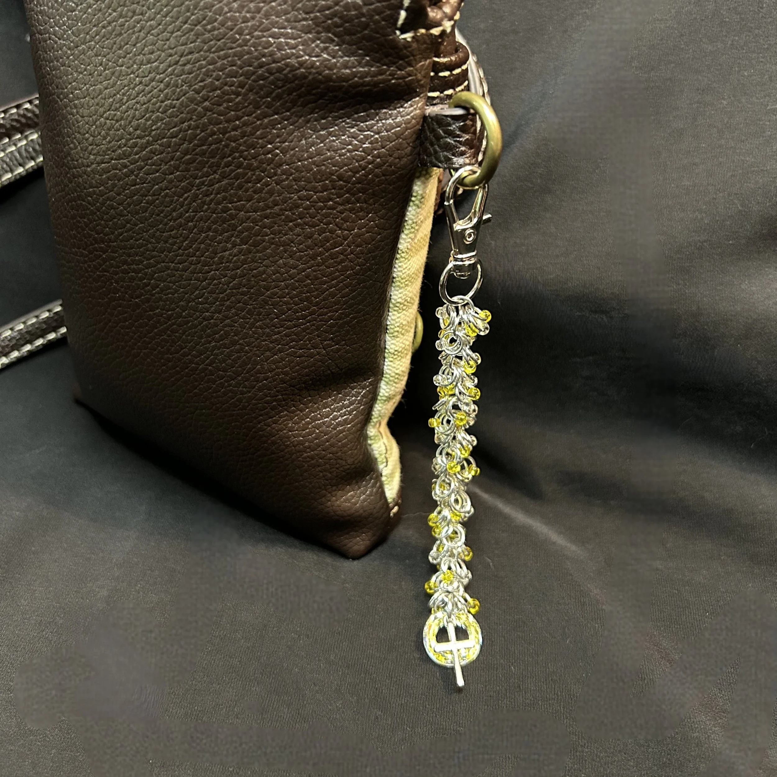 Silver & Crystal Purse Charm