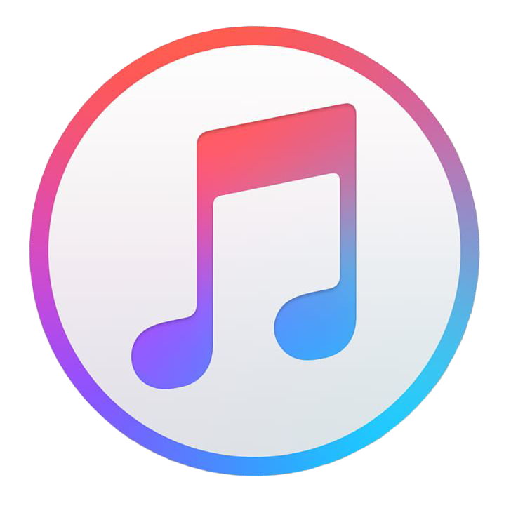 Icon of a music note inside a circle, with a gradient of pink, purple, and blue.