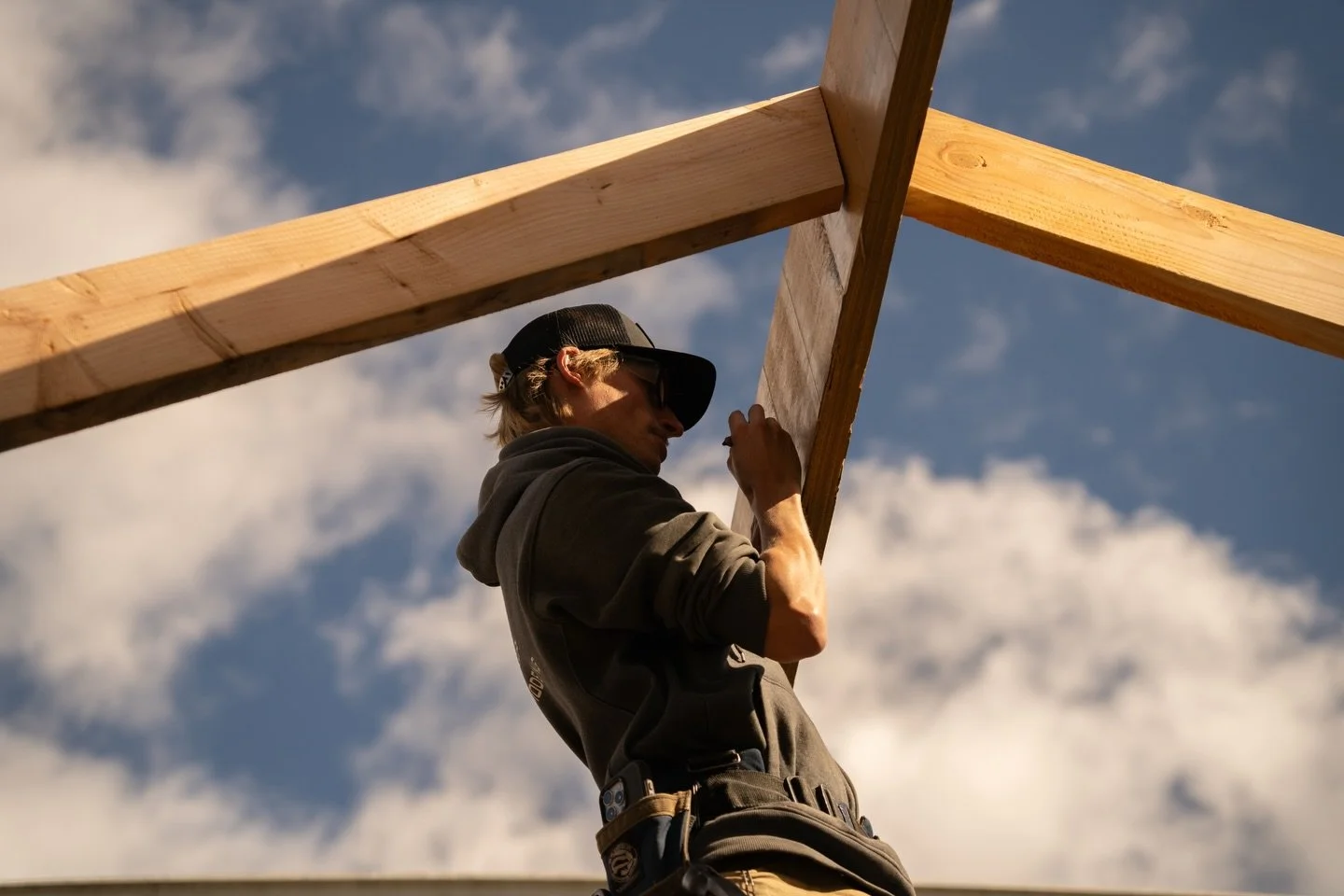 Accurate layout and calculations make setting rafters easy. Ryan building out one of our additions in Newtown, CT