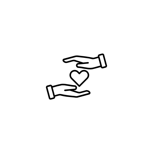 Illustration of two hands with a heart between them.