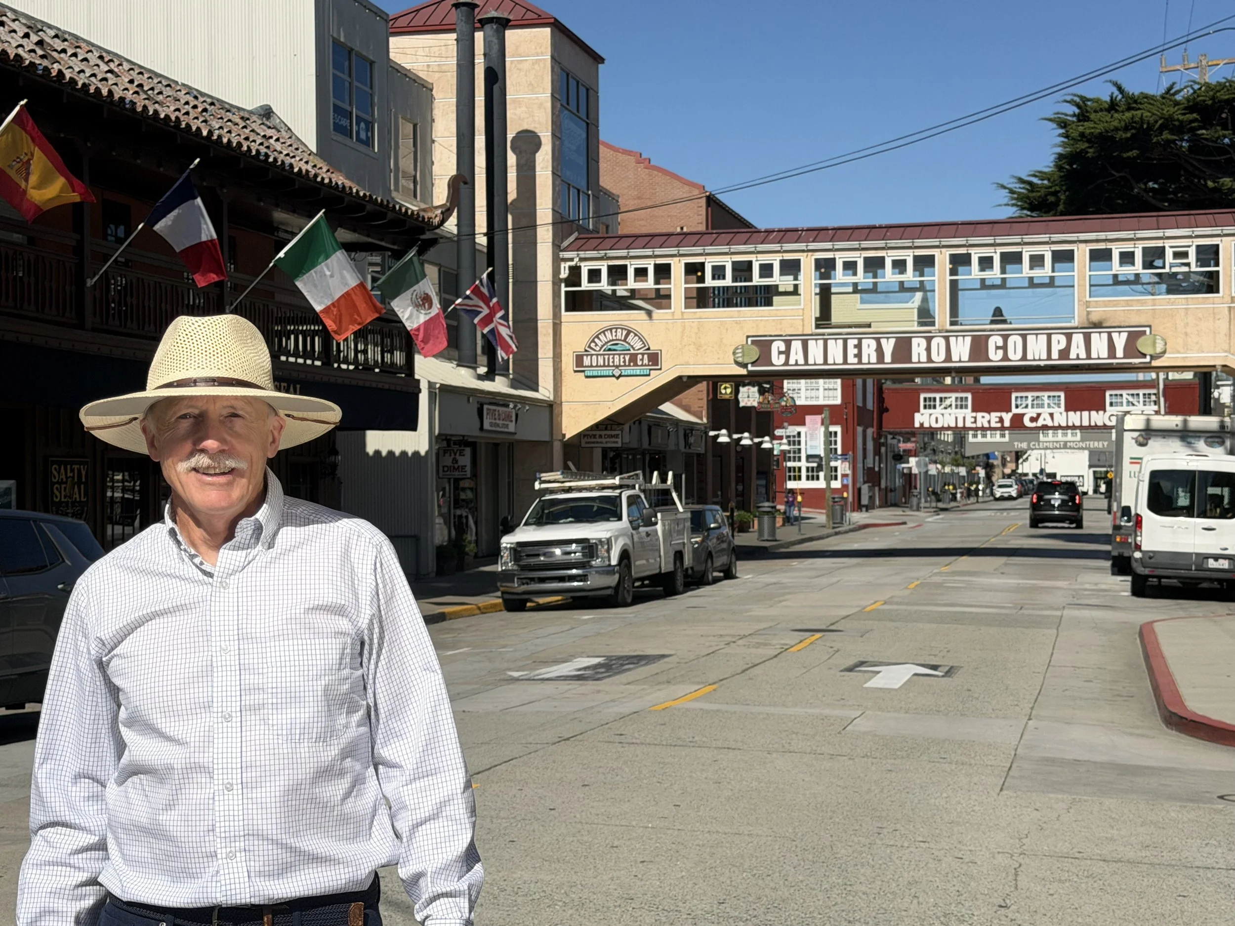 Candidate Tom Reeves on cannery row in Monterey