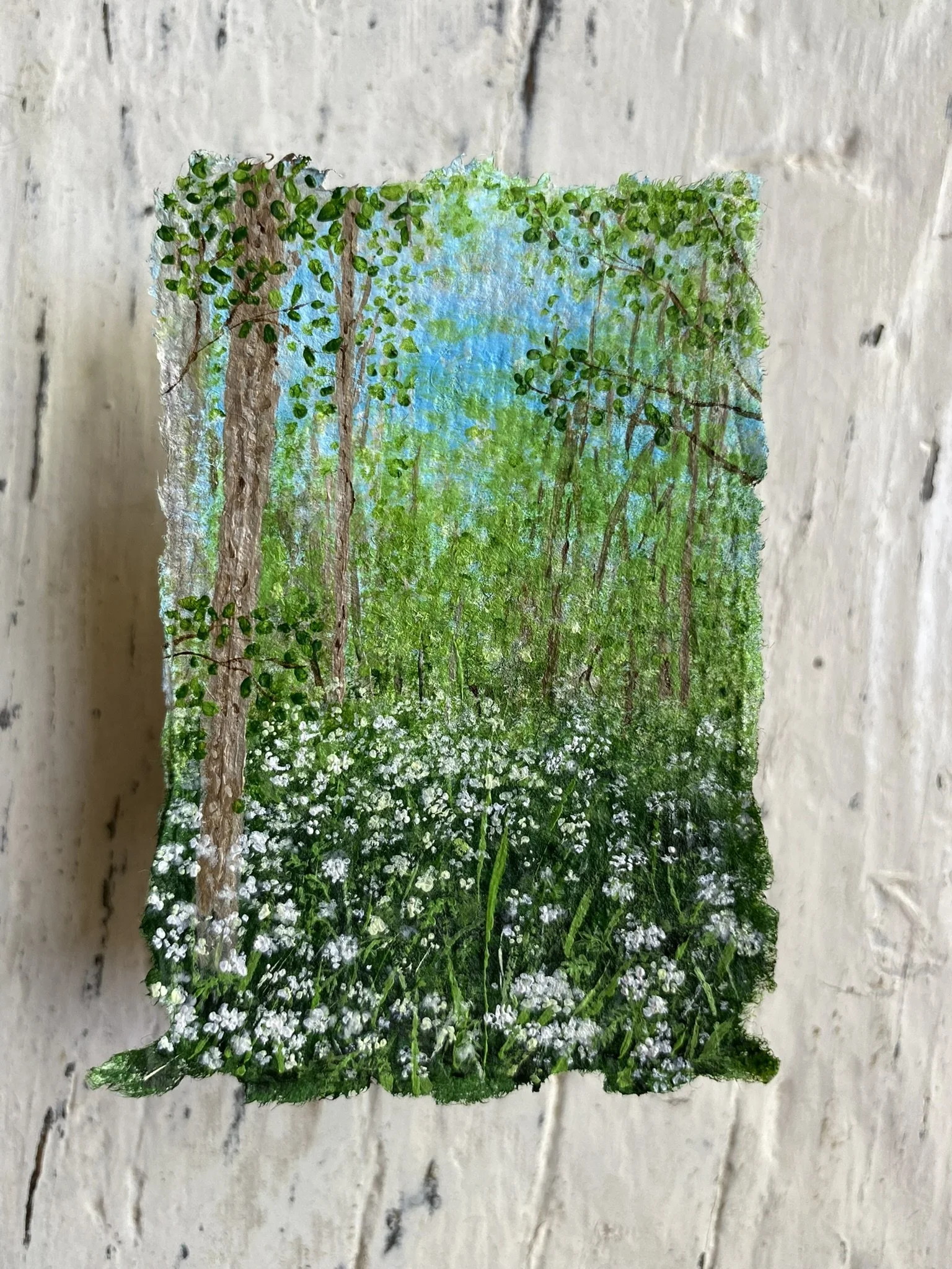 Miniature painting of Cow Parsley Woodland