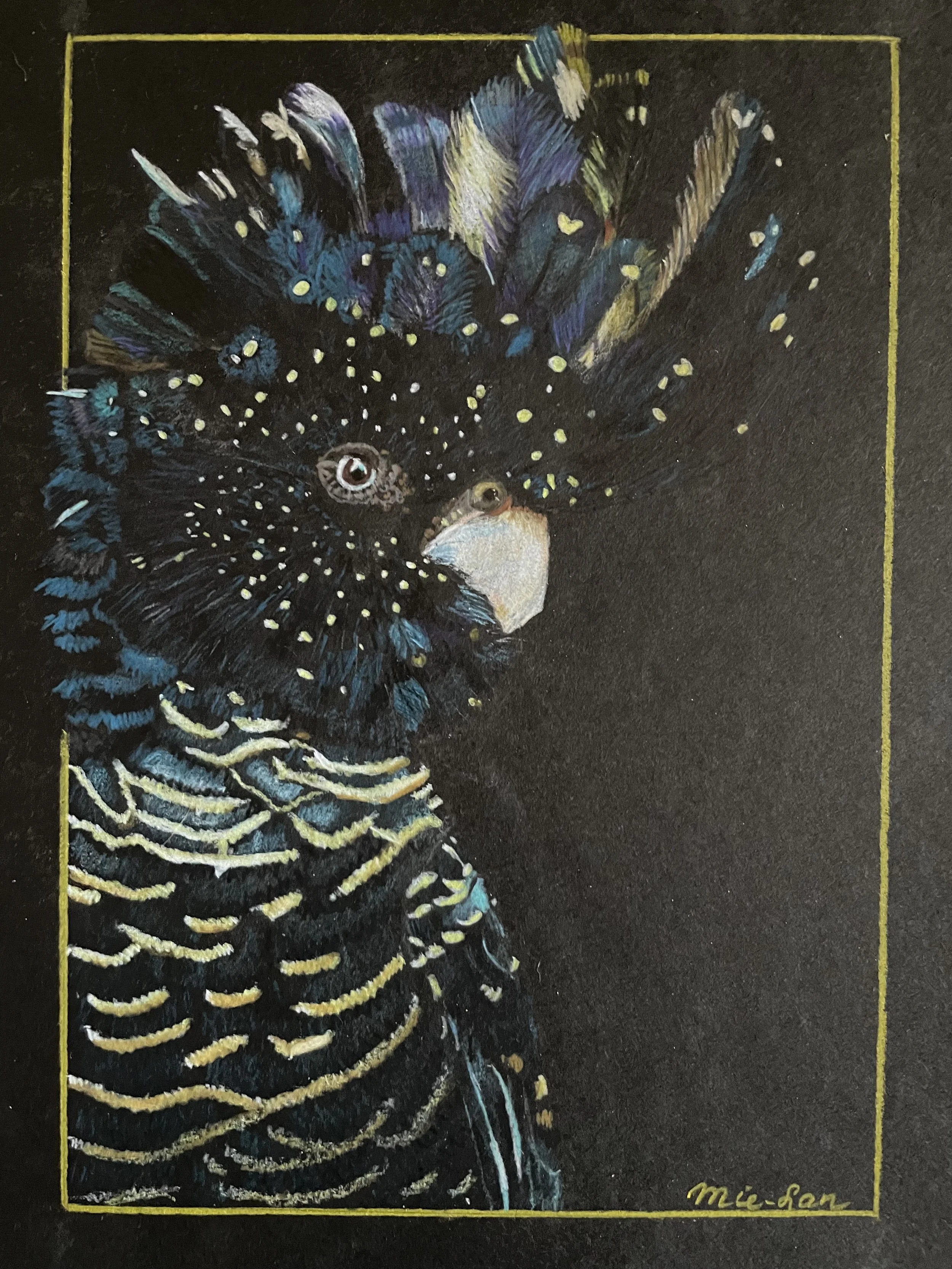 NAME: Cool Cockatoo DESCRIPTION: Crafted with precision and passion, this drawing is a testament to the beauty of nature. The intricate details of the Cockatoo's plumage and features are brought to life with meticulous attention to detail. MATERIAL: 