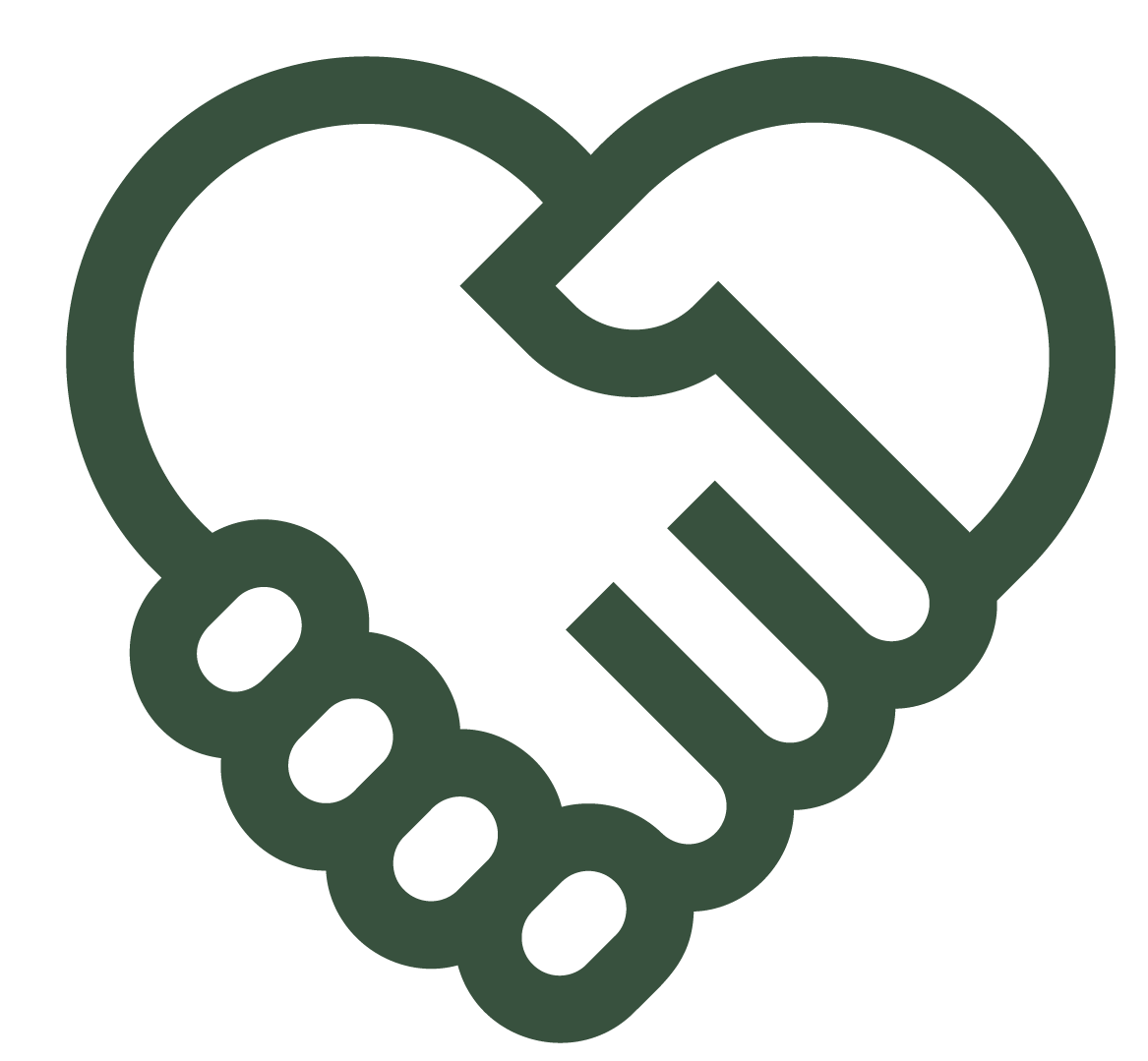 Icône représentant deux mains qui se serrent la main, formant un cœur