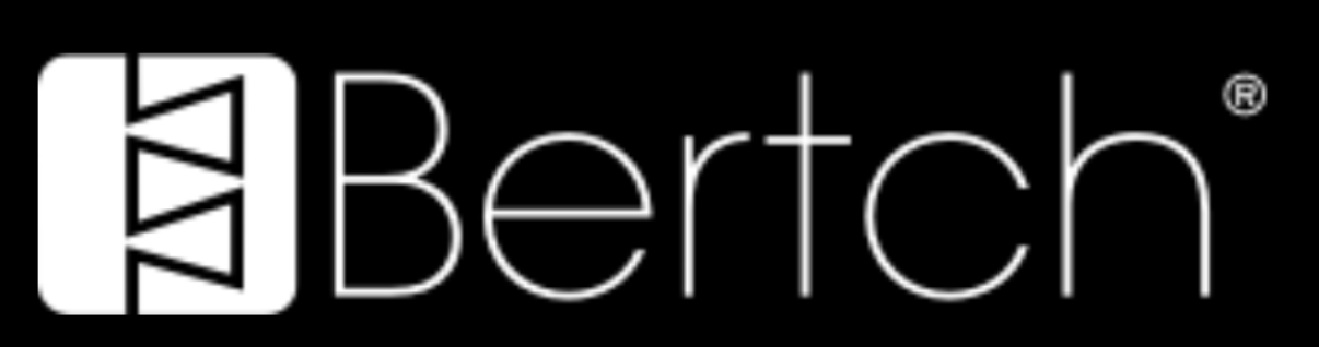 The image shows the logo of the company 'Bertch'. The logo has a stylized graphic on the left side and the word 'Bertch' in black text on a white background.