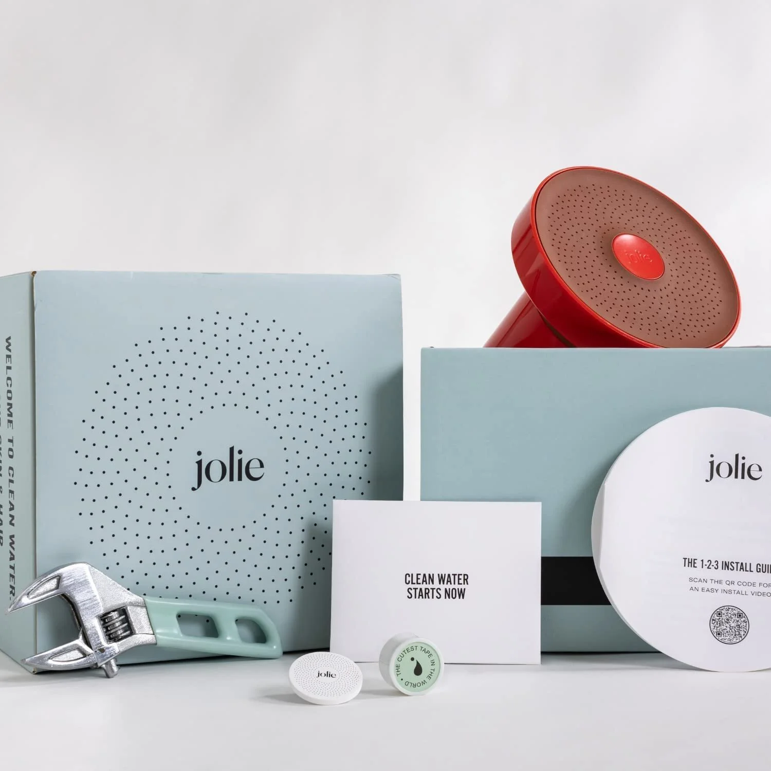 Jolie filtered showerhead for reducing chlorine and toxins, supporting skin health, hair health, and overall wellness