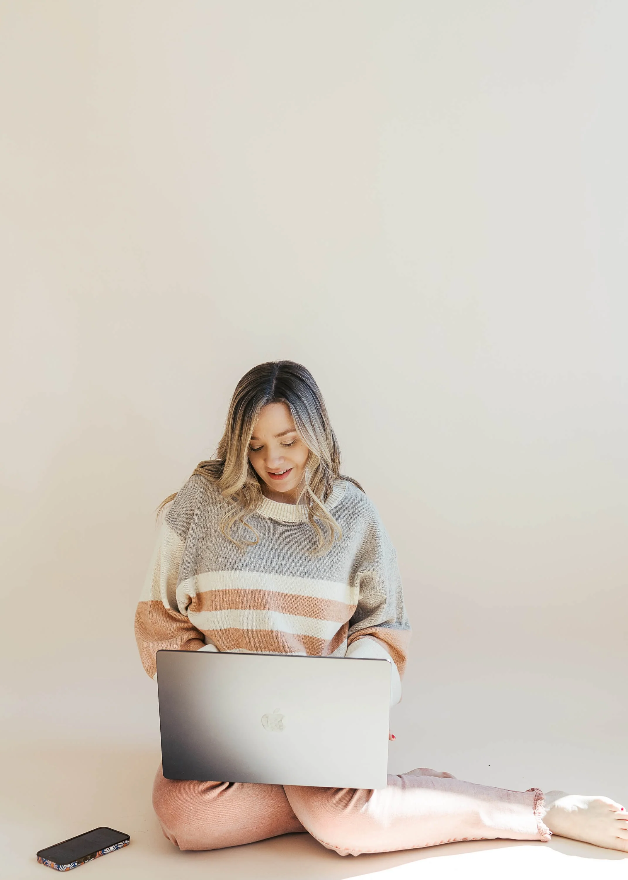 Virtual functional nutrition consultation, client reviewing personalized health plan from home