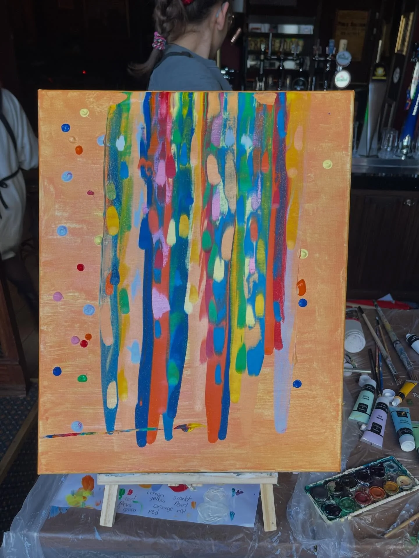 A lovely abstract painting created today at our Kids + Parents  workshop