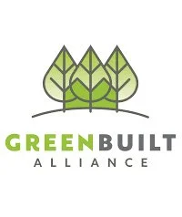 Logo with three stylized green trees above the words 'GREEN BUILT' in green and black, and 'ALLIANCE' in black.
