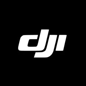 DJI logo on a black background