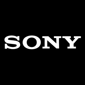 SONY logo in white on a black background.