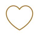 Gold outline of a heart on a white background