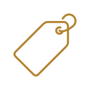 A simple gold-colored price tag icon