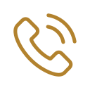 Icon of a telephone handset with sound waves.