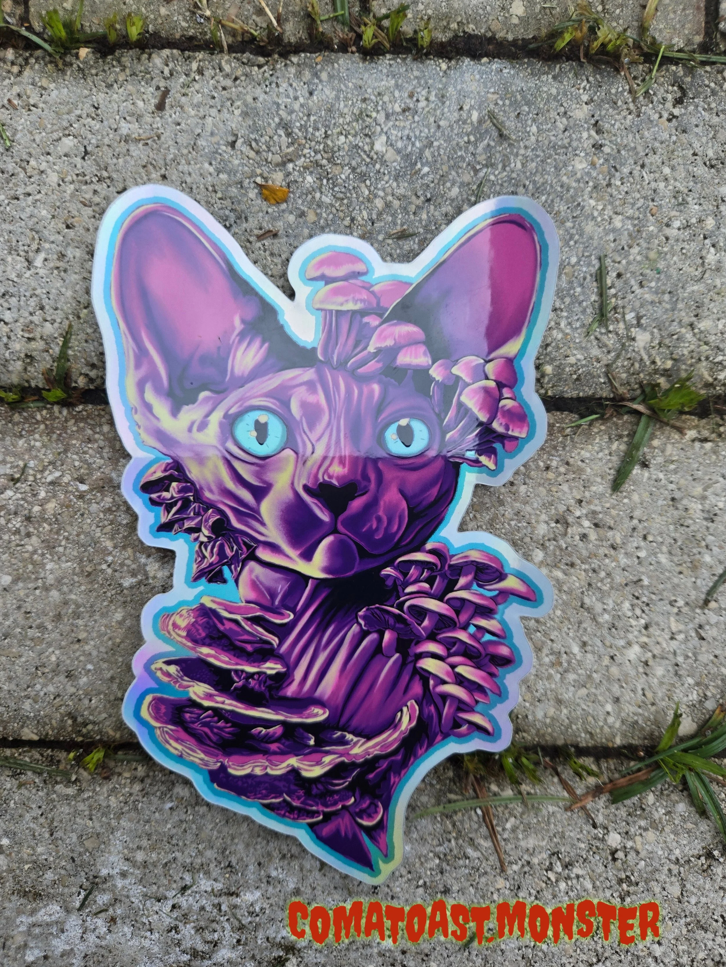 Fungi Sphynx Premium Holographic Sticker