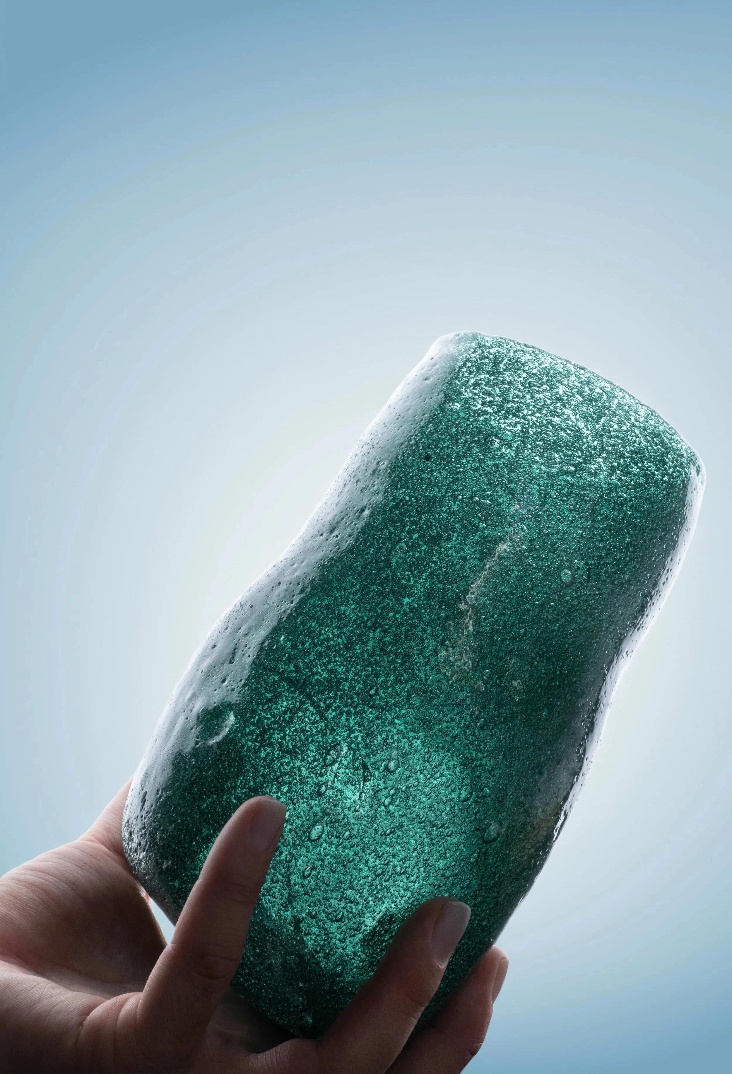 Fragments of growth - sea glass collection - lamp slowly diffusing light through the irregular texture of the material