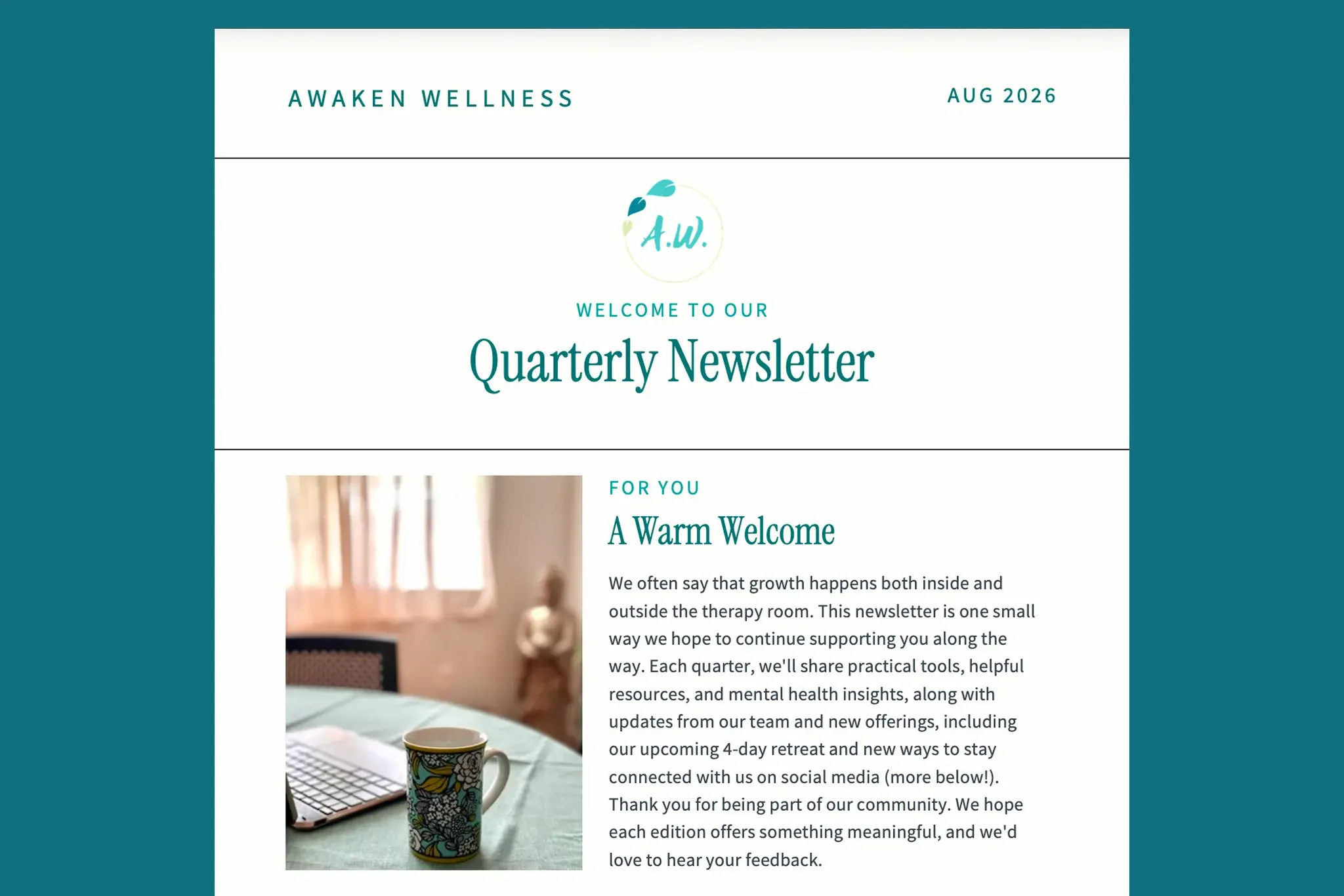 Quarterly Newsletter: August 2026