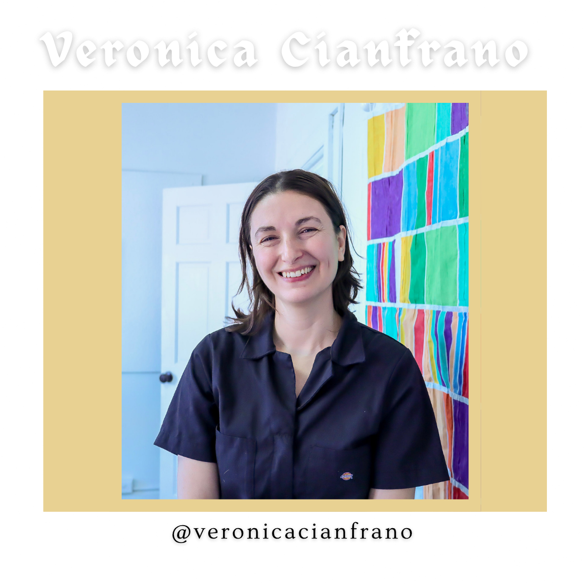 Veronica Cianfrano is a curator, multimedia artist, teacher, the youngest of three daughters, and a first-generation American. 

In 2010, she received her MFA in Painting from the University of the Arts in Philadelphia, where she discovered the need 