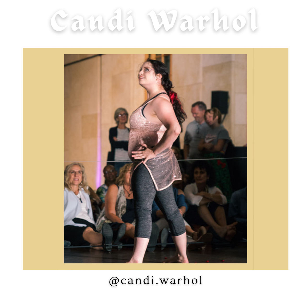 Candi Warhol is performance artist whose work blends virtuosic acrobatics (pole, handbalancing, trapeze), physical theater, clowning and often, pop culture. She is best known for her multimedia Gritty comedy burlesque act. 