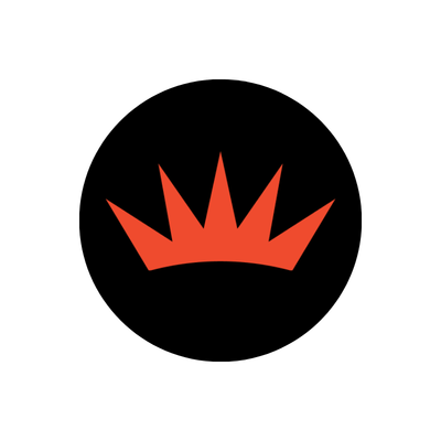 Stylized red crown with a black background.