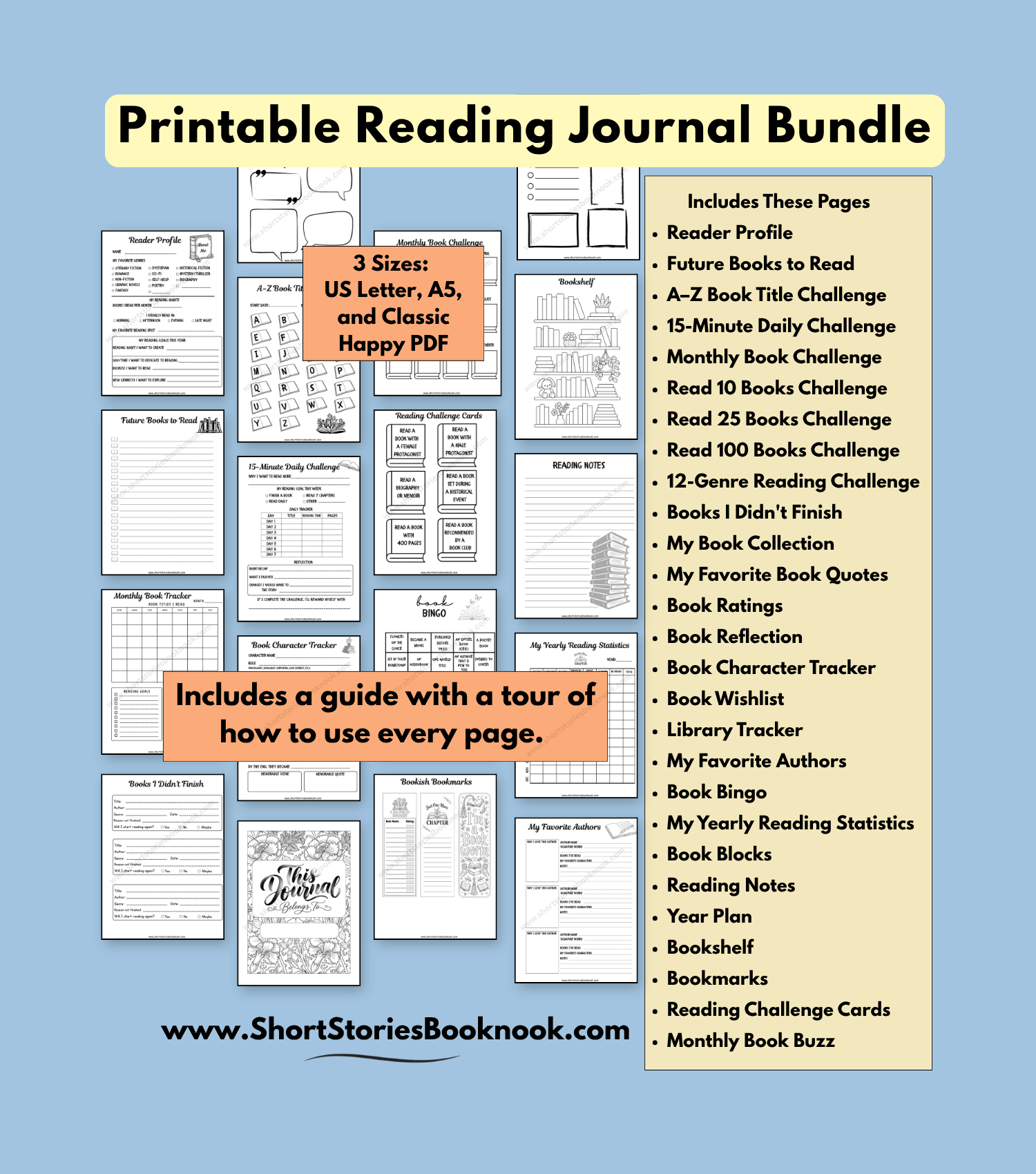 Printable Reading Journal and Book Tracker Bundle