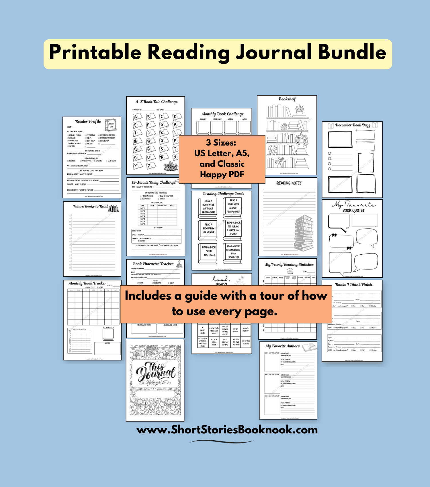 Printable Reading Journal and Book Tracker Bundle