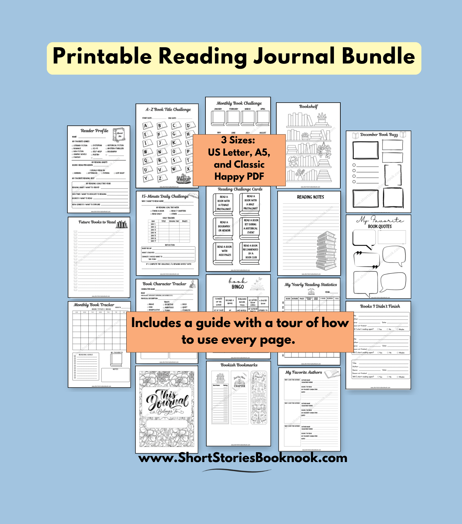 Printable Reading Journal and Book Tracker Bundle