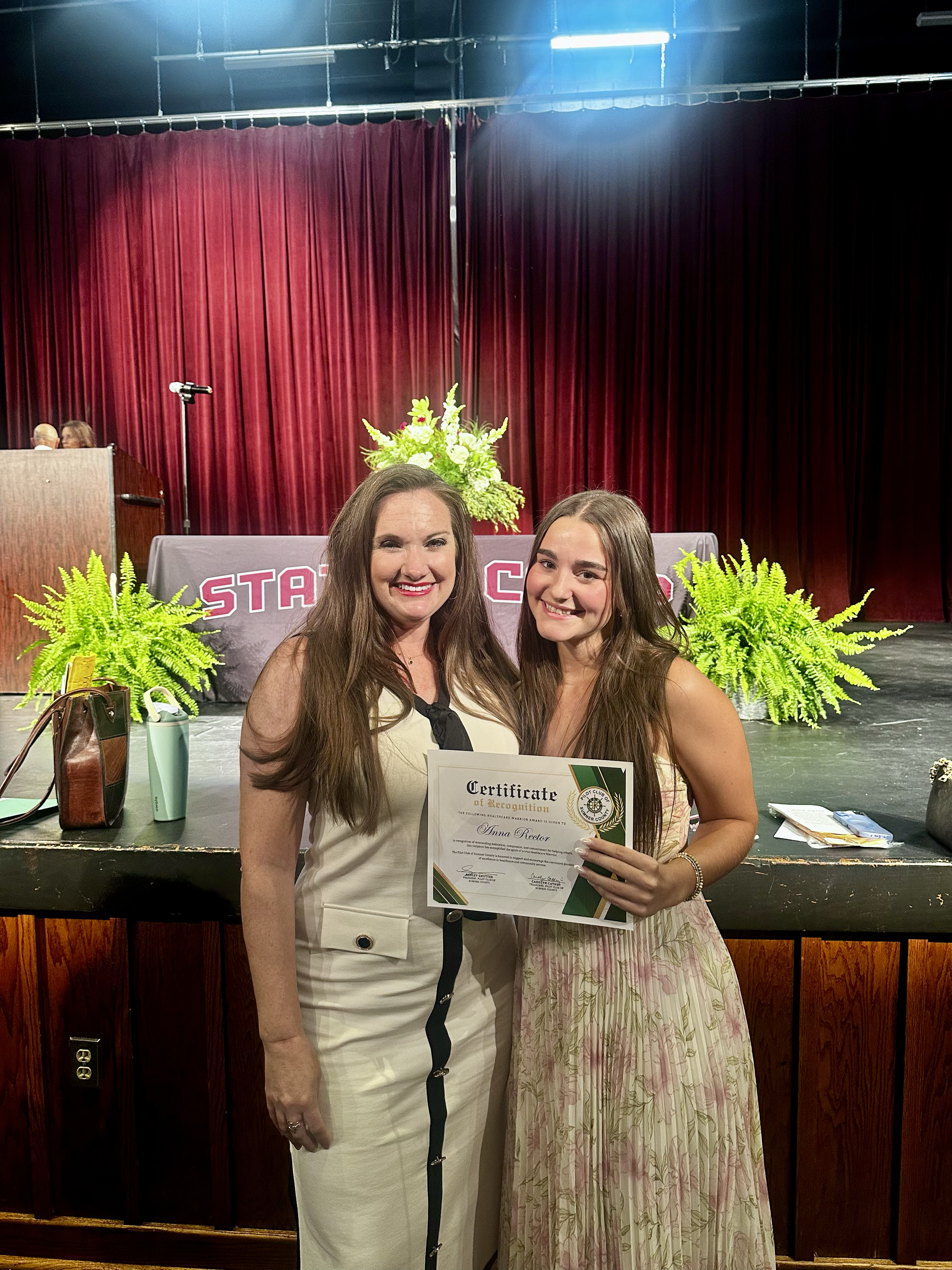 2025/2026 Station Camp High School Healthcare Warrior Scholarship recipient, Anna Rector, with Pilot Club of Sumner County member, Christin Ayre (5/12/26)