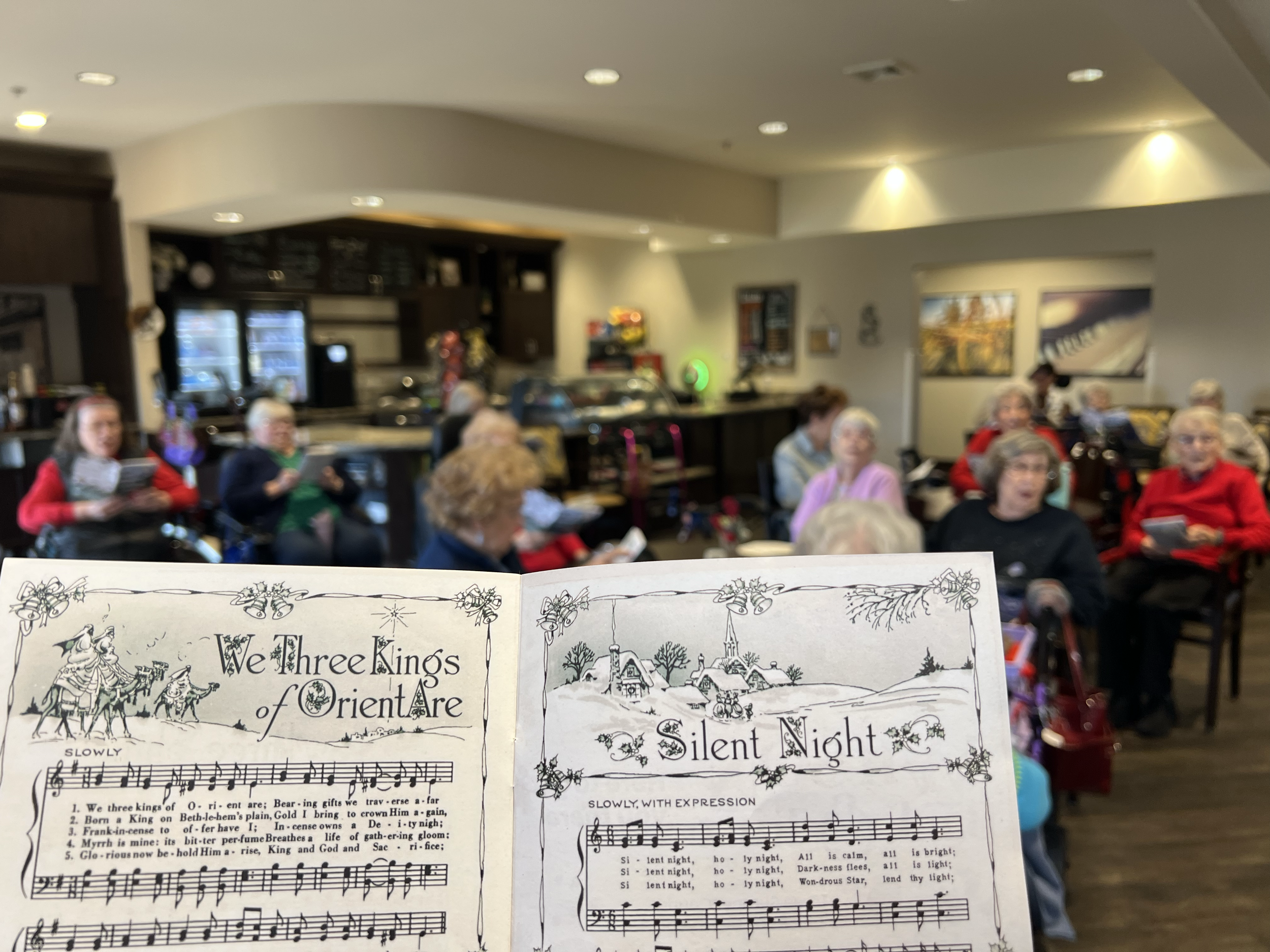 Singing with the residents at Clarendale at Indian Lake