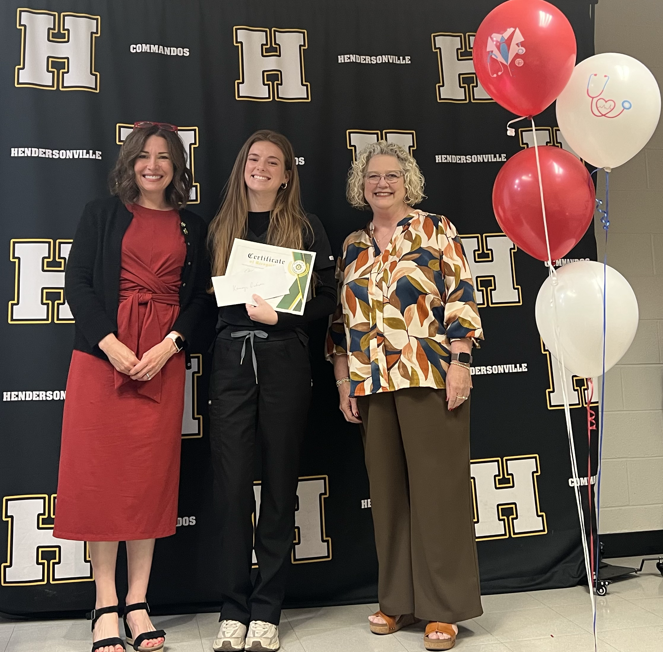 2025-2026 Hendersonville High School Healthcare Warrior Scholarship recipient, Kamryn Dickson, with PC of Sumner Count President, Ashley Grutter, and PC of Sumner County Treasurer, Carolyn Cathey (5/06/26)