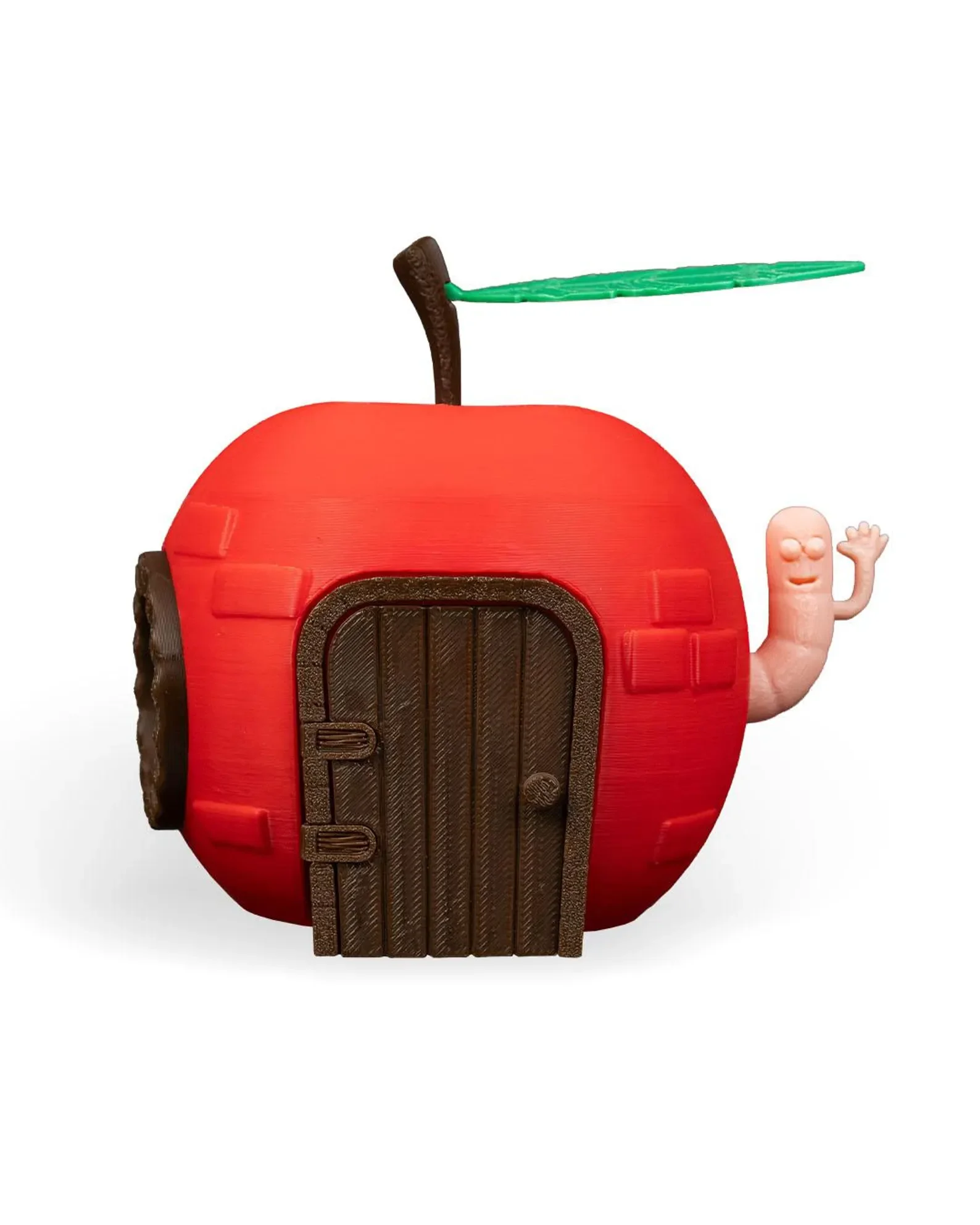 Apple Fairy House with Waving Worm Miniature Cottage