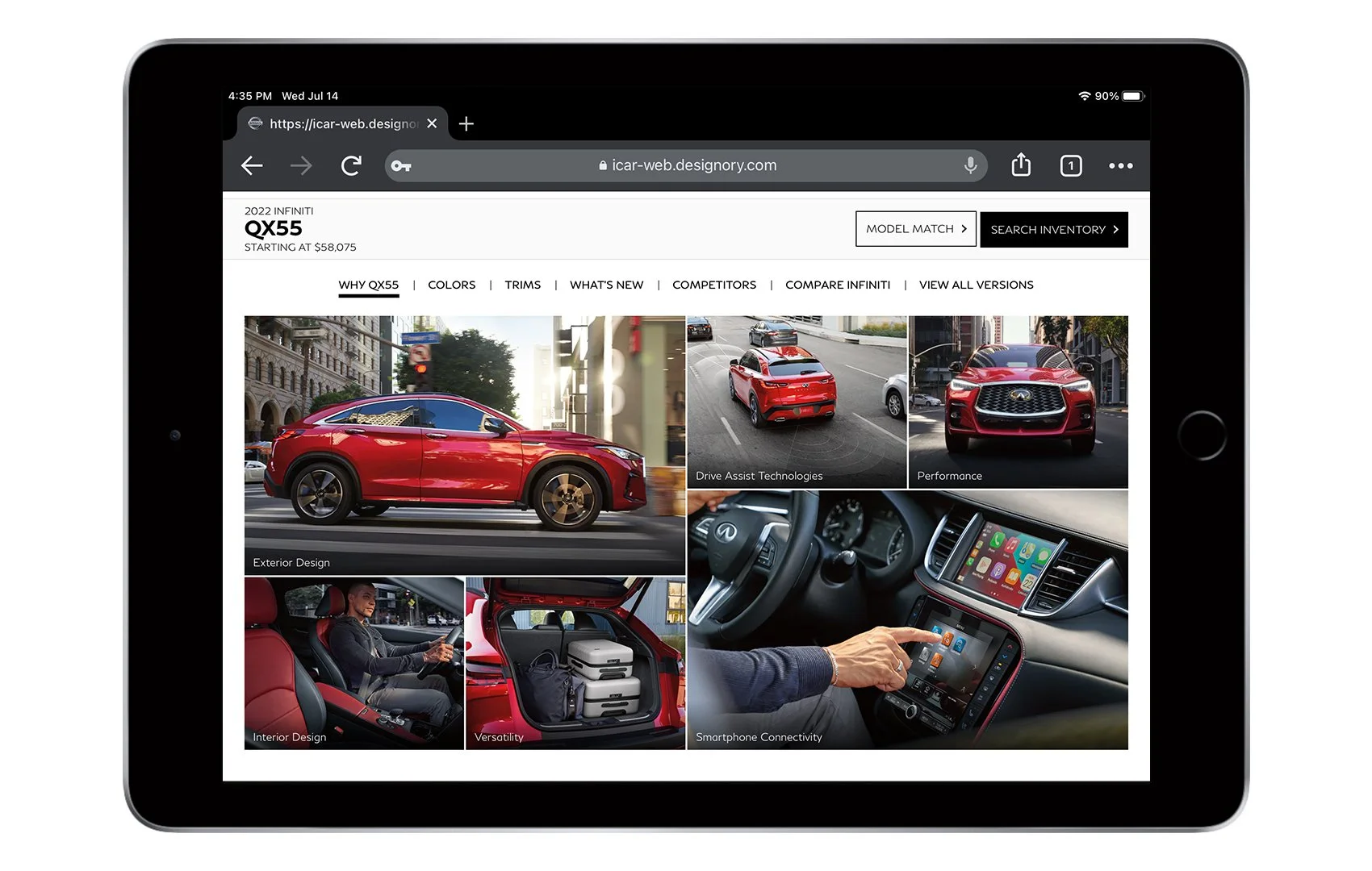 When you're at the showroom, the ICAR app is like a digital brochure that tells you everything you want to know about the car.