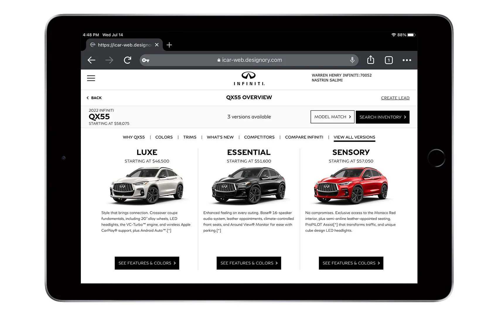 And then you can even build the exact QX55 you want.