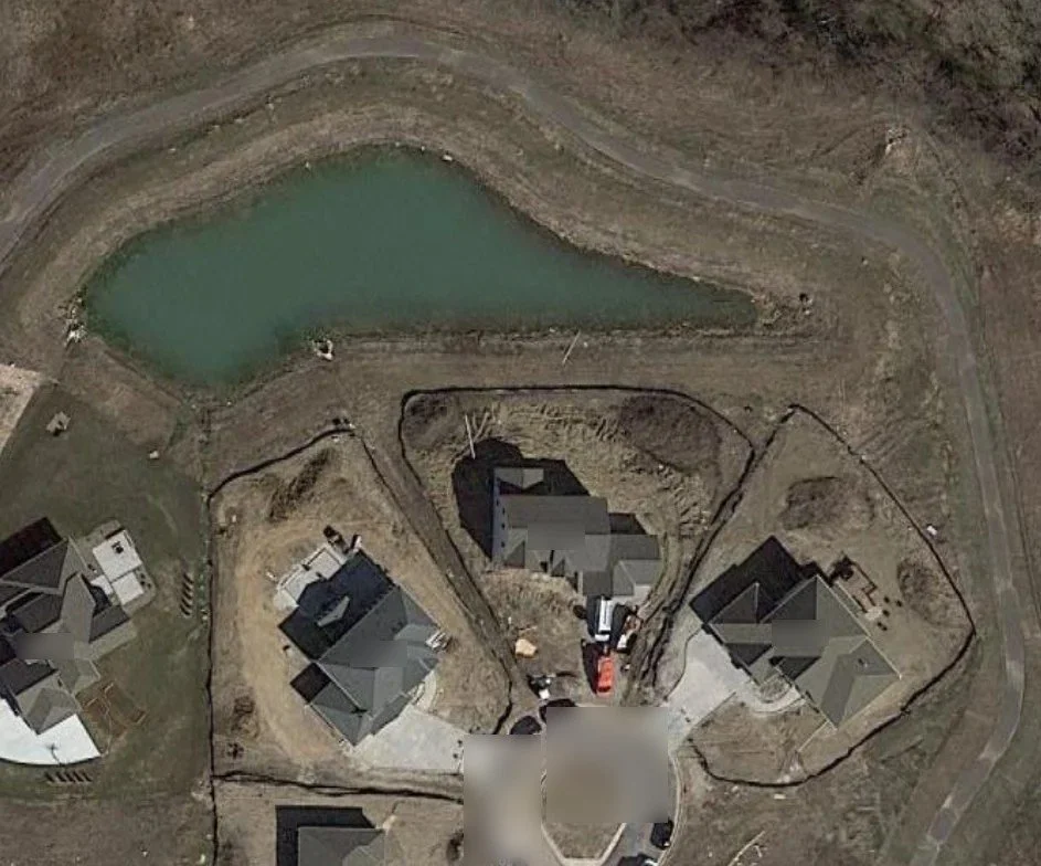 New subdivision built around a pond