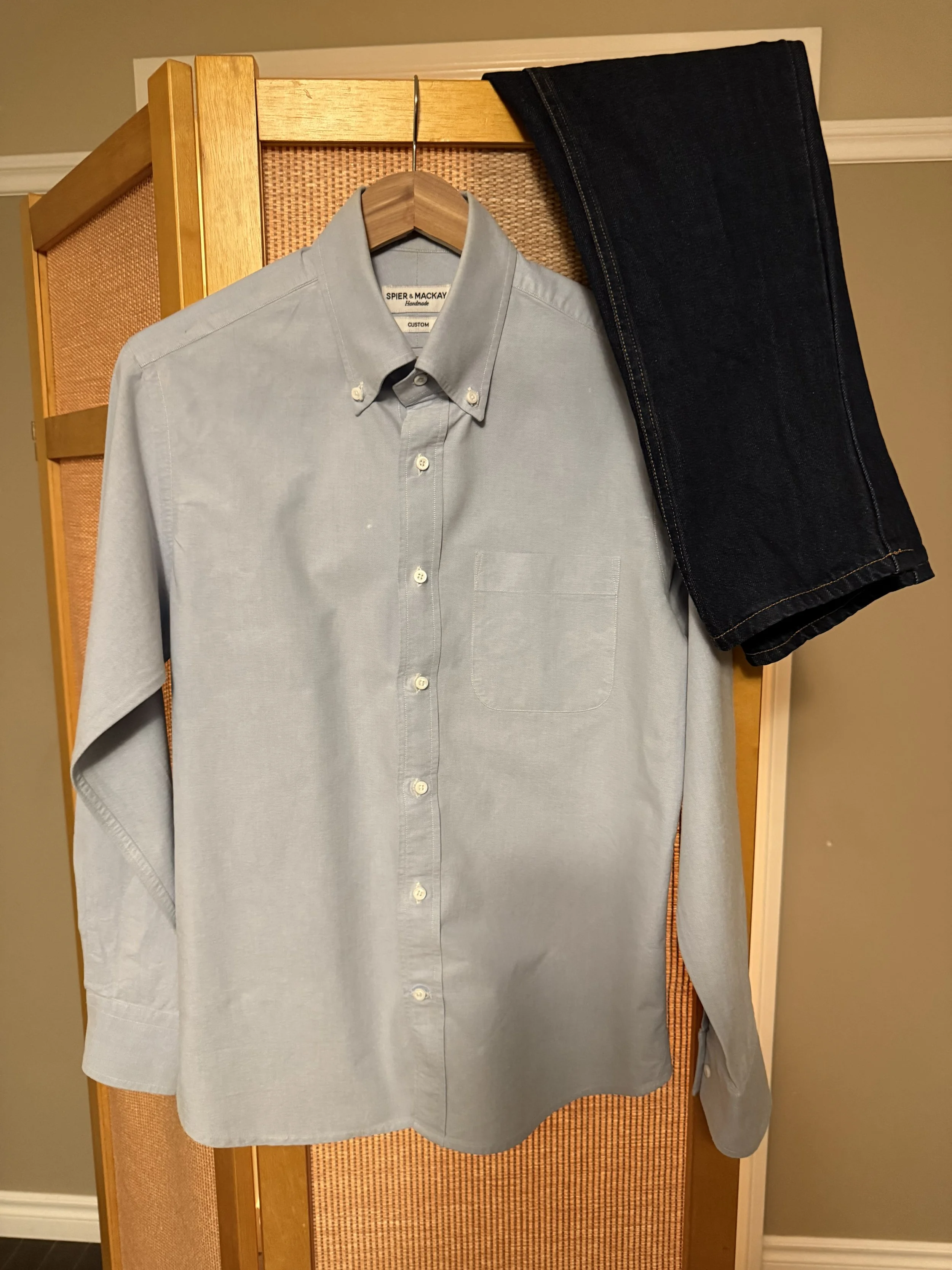 Classic Blue OCBD (SPIER & MACKAY Custom Shirt) with Dark Denim