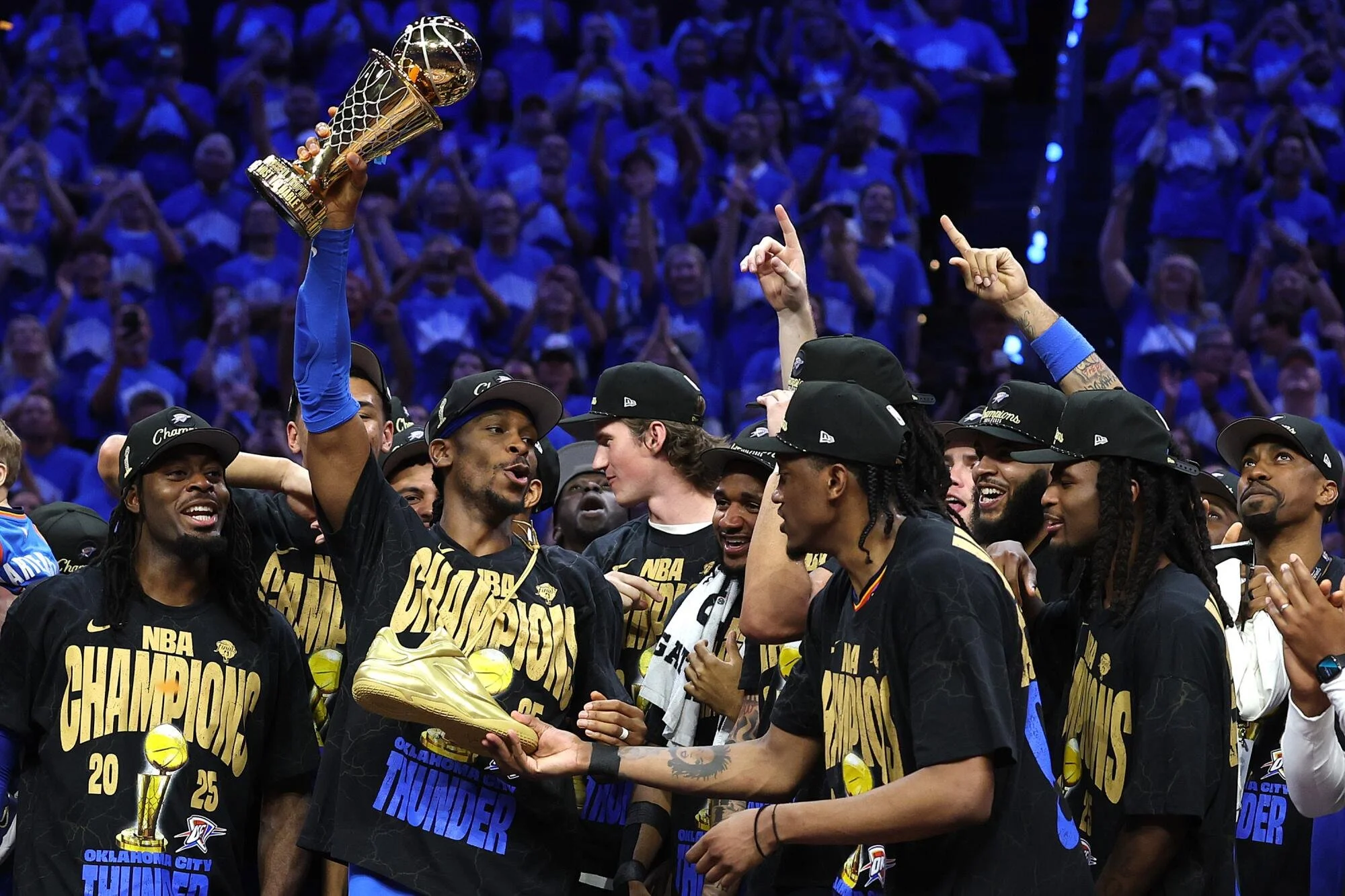SGA winning the NBA championship and showing off Gold Shai 001
