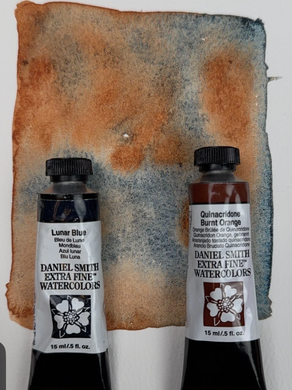 Lunar Blue + Quinacridone Burnt Orange: A Gorgeous Two-Colour Watercolour Mix 
