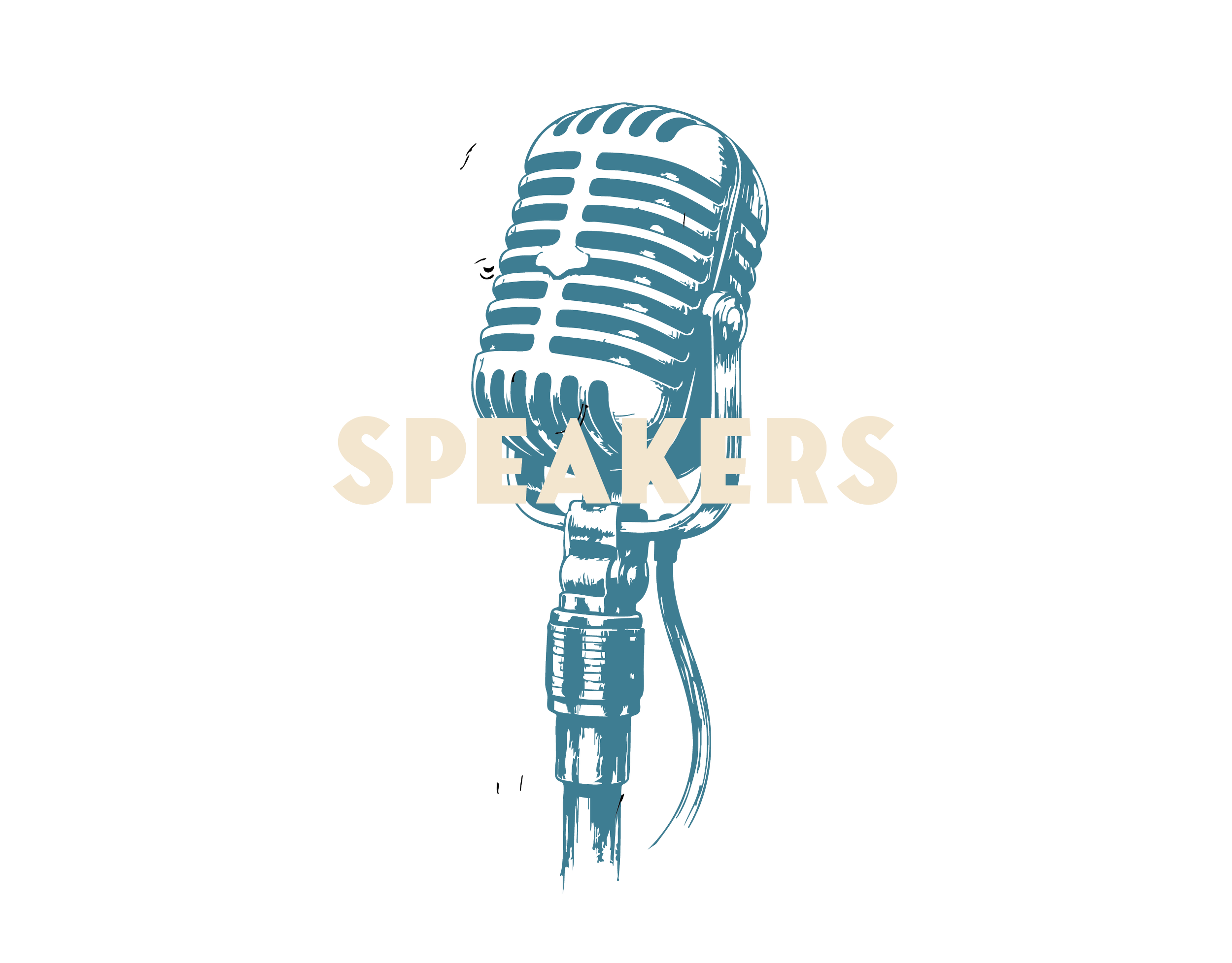 Illustration of a vintage microphone with the word 'SPEAKERS'  for Montana Area 40 | District 72 Roundup
