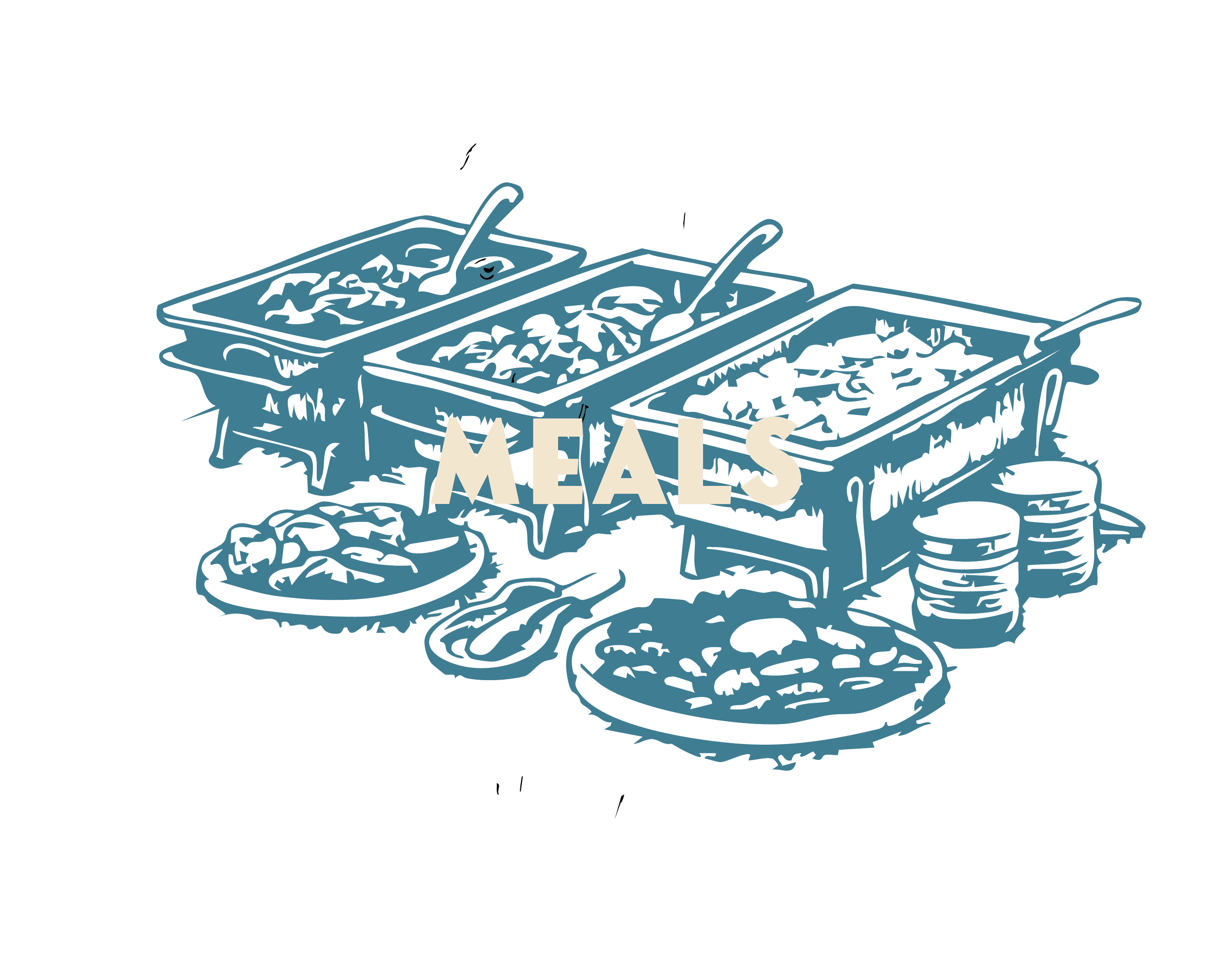 Illustration of  meals trays with the word MEALS overlaid for Montana Area 40 | District 72 Roundup